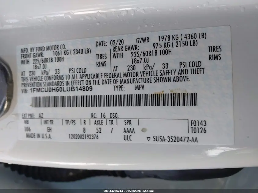 2020 FORD ESCAPE SEL