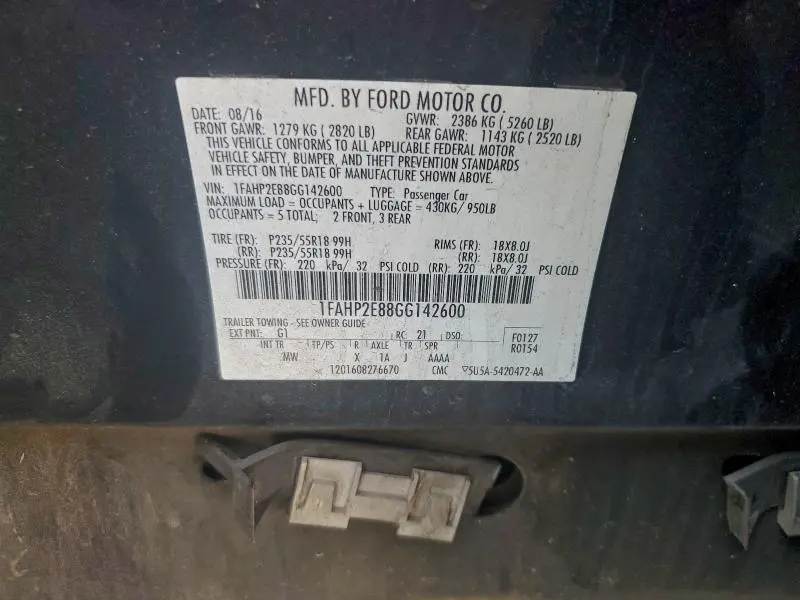 2016 FORD TAURUS SEL  