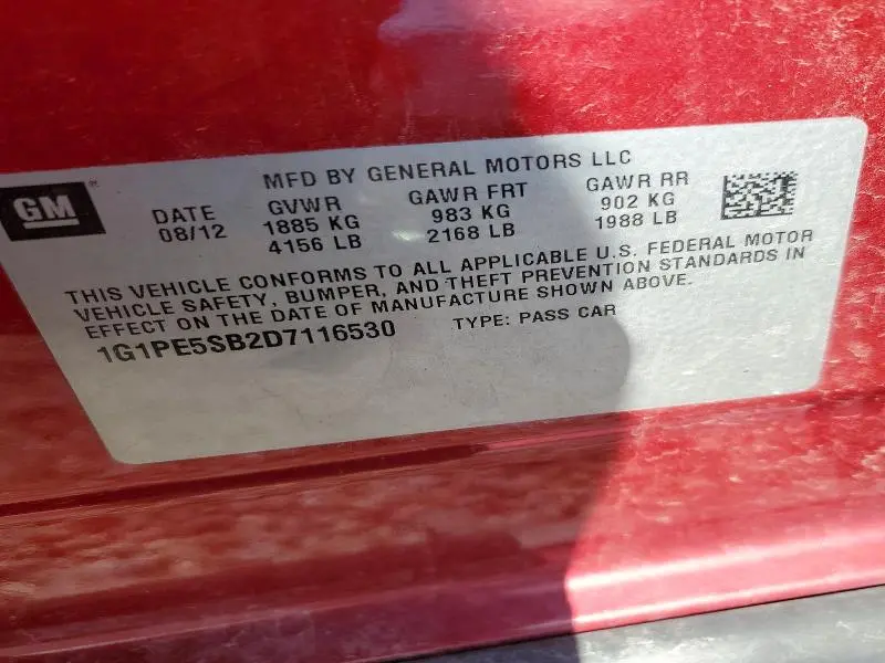 2013 CHEVROLET CRUZE LT  