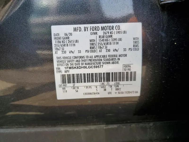 2020 FORD EXPLORER XLT  