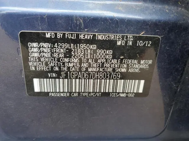 2013 SUBARU IMPREZA PREMIUM  