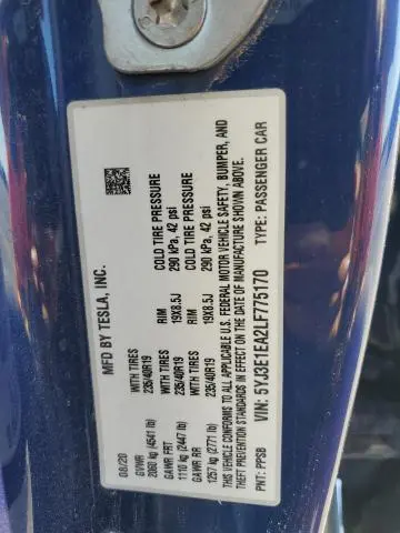 2020 TESLA MODEL 3 