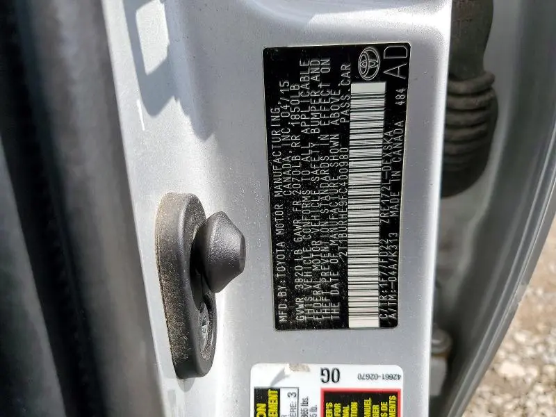 2015 TOYOTA COROLLA S  