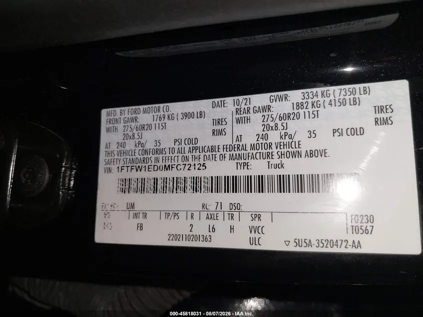 2021 FORD F-150 XLT