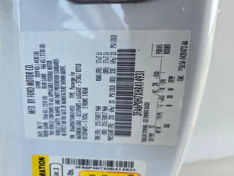2017 FORD FUSION SE  