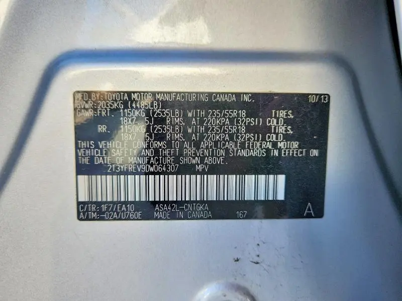 2013 TOYOTA RAV4 LIMITED  
