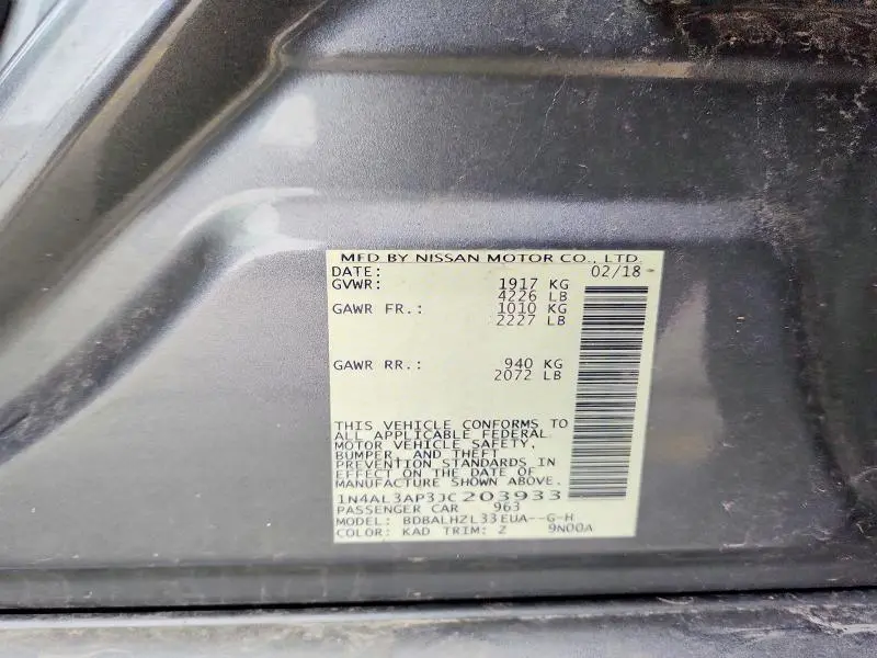 2018 NISSAN ALTIMA 2.5 SR  