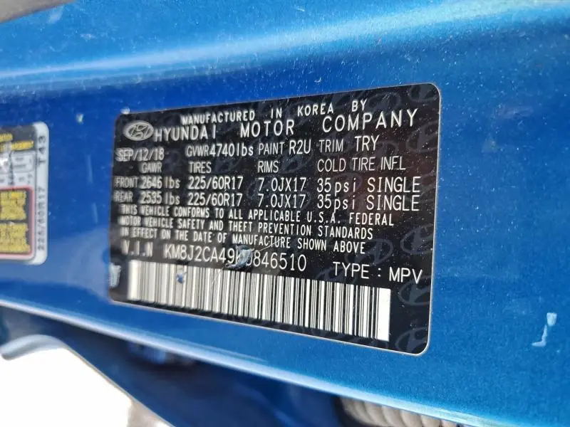 2019 HYUNDAI TUCSON SE  