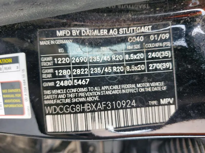 2010 MERCEDES-BENZ GLK 350 4MATIC  