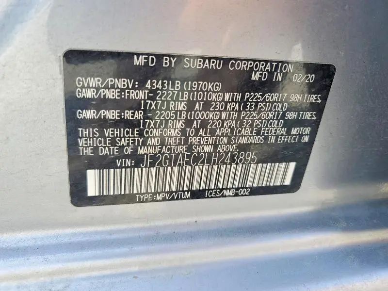 2020 SUBARU CROSSTREK PREMIUM  