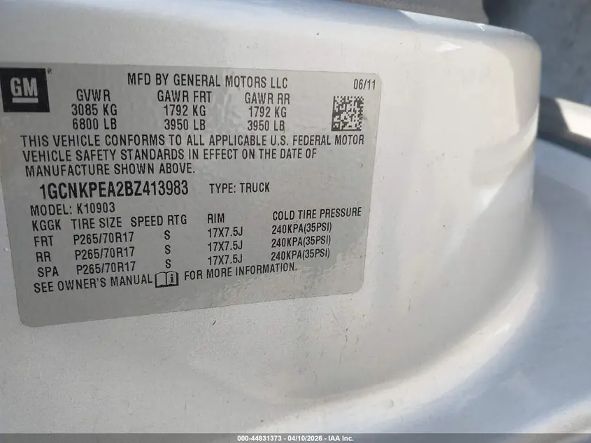 2011 CHEVROLET SILVERADO 1500 WORK TRUCK