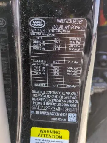 2021 LAND ROVER RANGE ROVER EVOQUE S  
