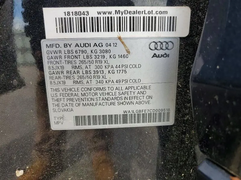 2012 AUDI Q7 PREMIUM PLUS  