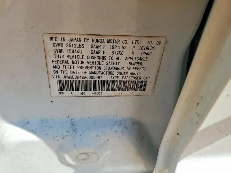 2010 HONDA FIT SPORT  