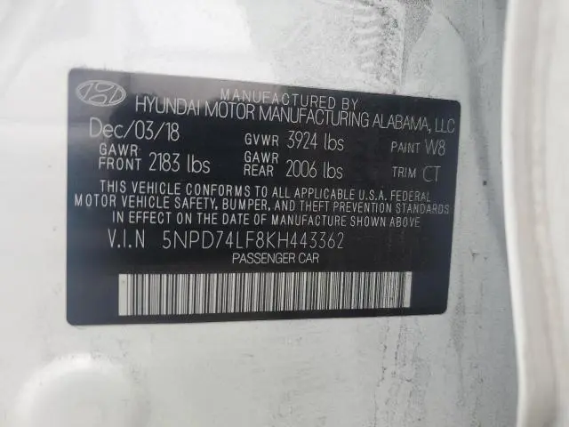 2019 HYUNDAI ELANTRA SE  