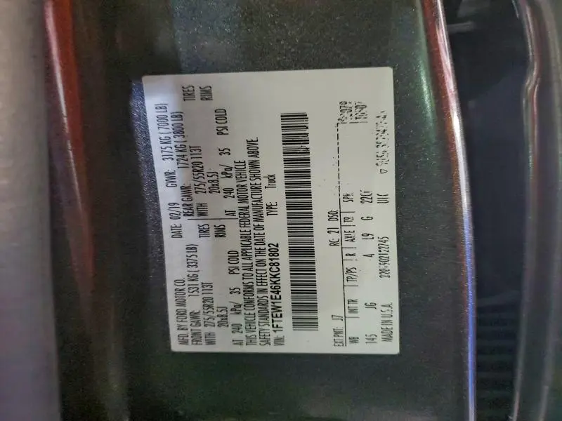 2019 FORD F150 SUPERCREW  