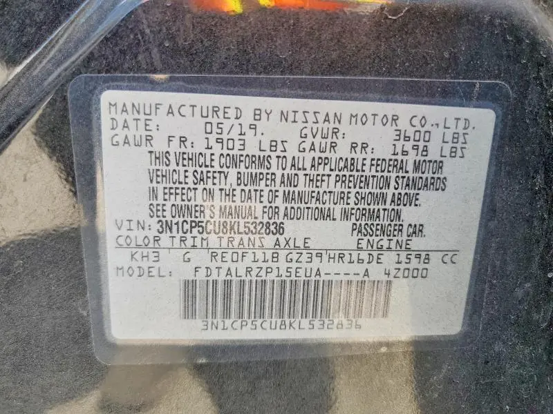 2019 NISSAN KICKS S  