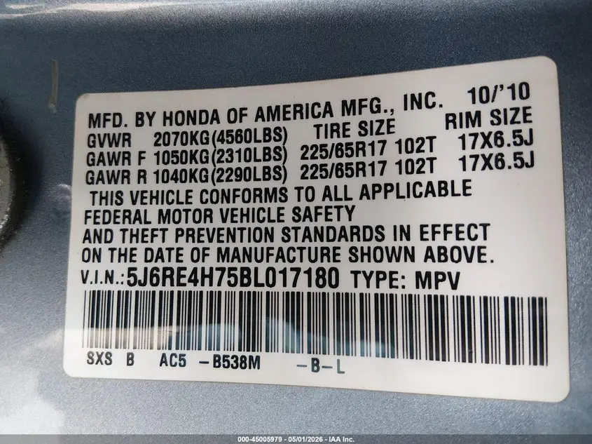 2011 HONDA CR-V EX-L