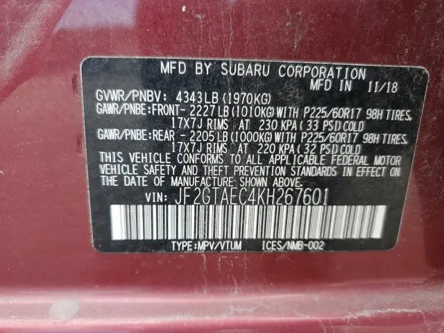 2019 SUBARU CROSSTREK PREMIUM  