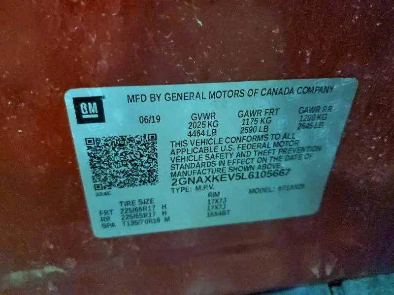 2020 CHEVROLET EQUINOX LT  