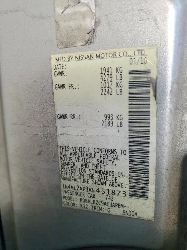 2010 NISSAN ALTIMA BASE  