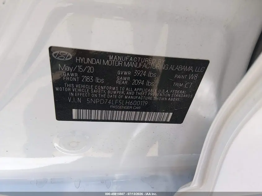 2020 HYUNDAI ELANTRA SE