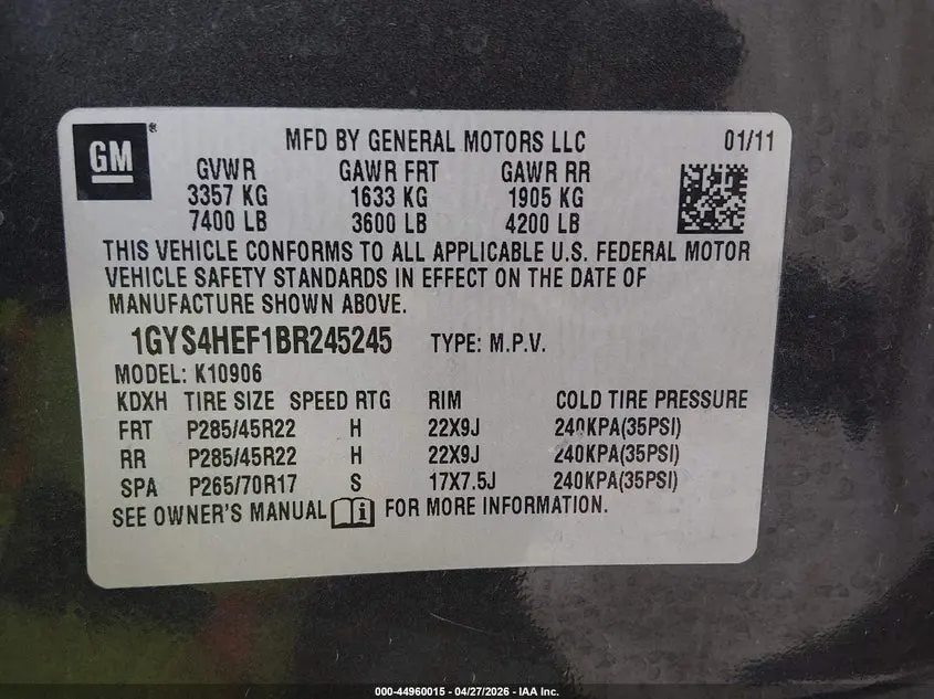 2011 CADILLAC ESCALADE ESV LUXURY