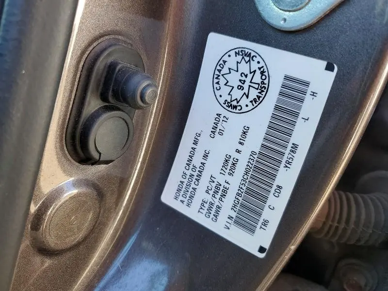 2012 HONDA CIVIC LX  