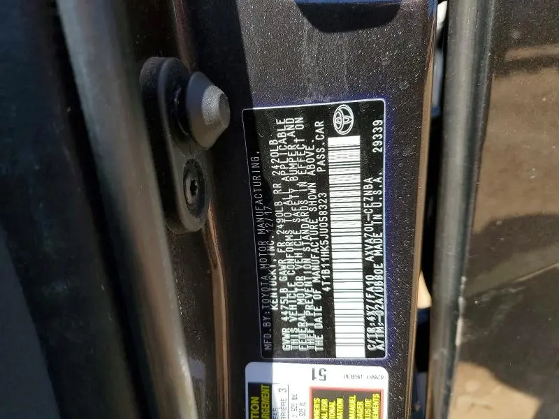 2018 TOYOTA CAMRY LE  