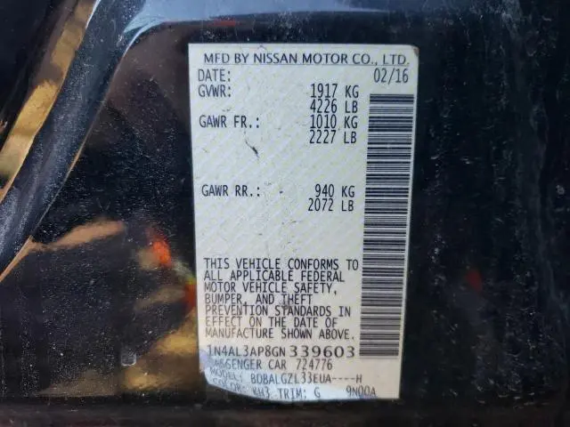 2016 NISSAN ALTIMA 2.5