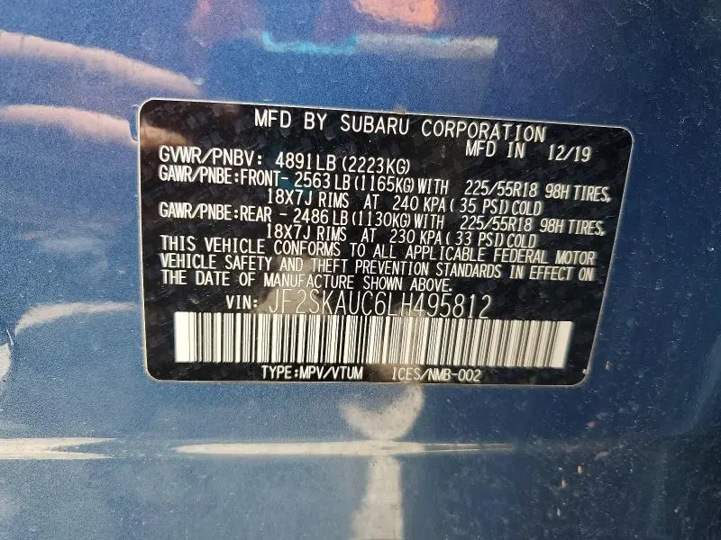 2020 SUBARU FORESTER LIMITED  