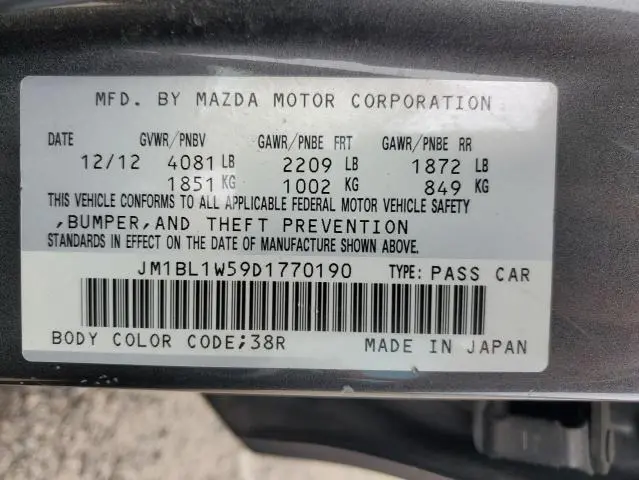 2013 MAZDA 3 S
