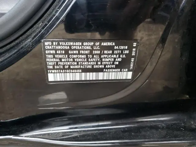 2016 VOLKSWAGEN PASSAT SE  