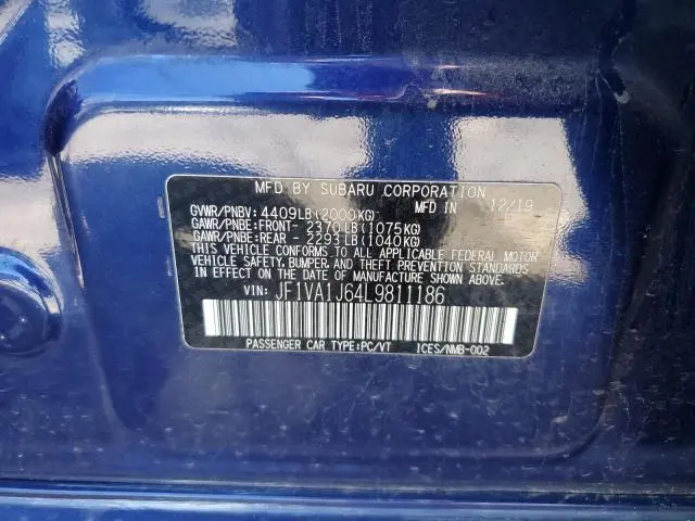 2020 SUBARU WRX LIMITED  