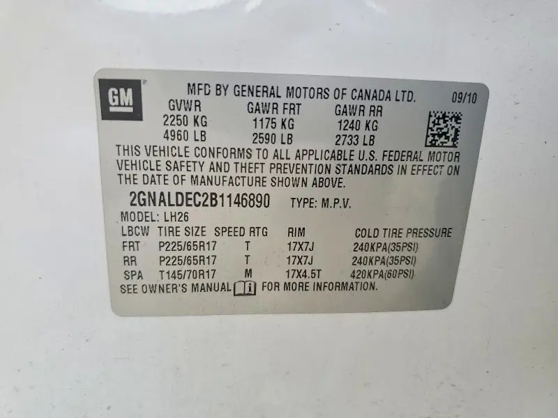 2011 CHEVROLET EQUINOX LT  
