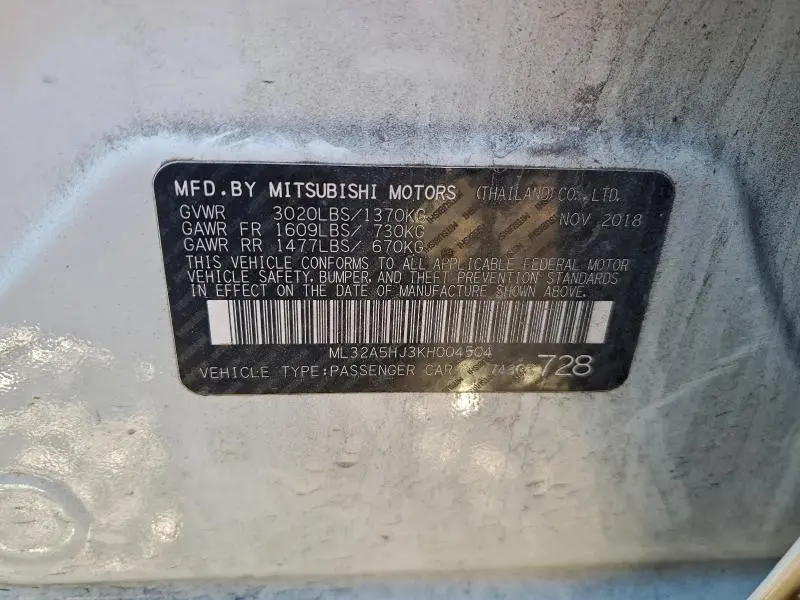 2019 MITSUBISHI MIRAGE LE  