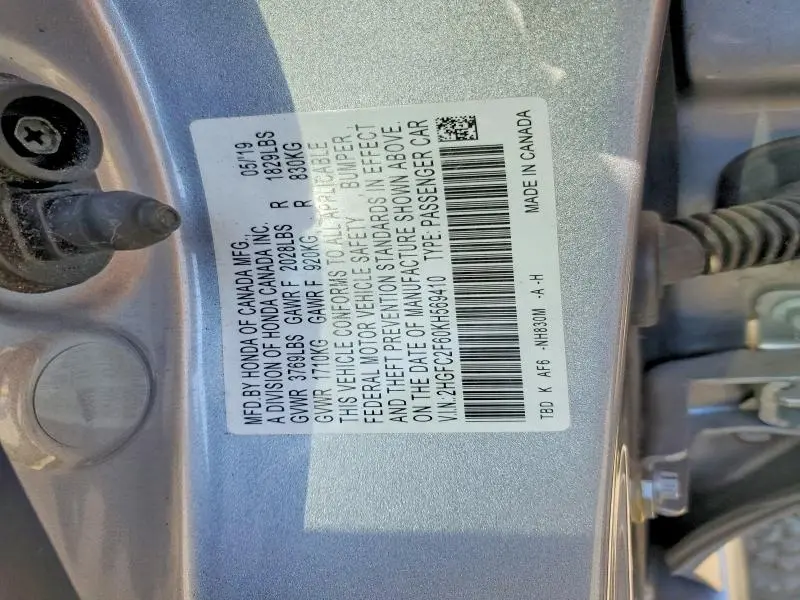 2019 HONDA CIVIC LX  