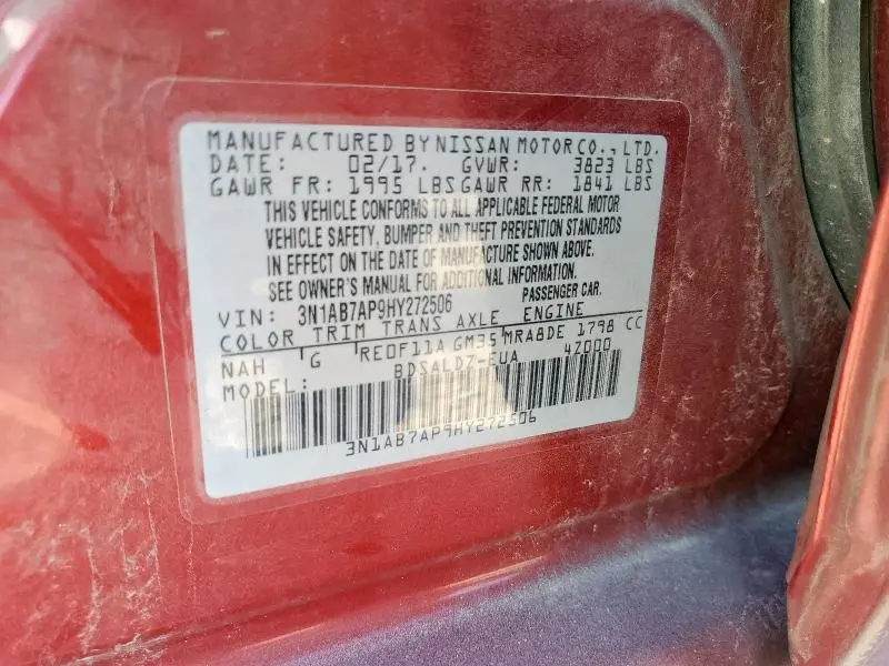 2017 NISSAN SENTRA S  