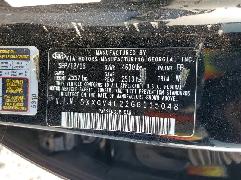 2016 KIA OPTIMA SXL  