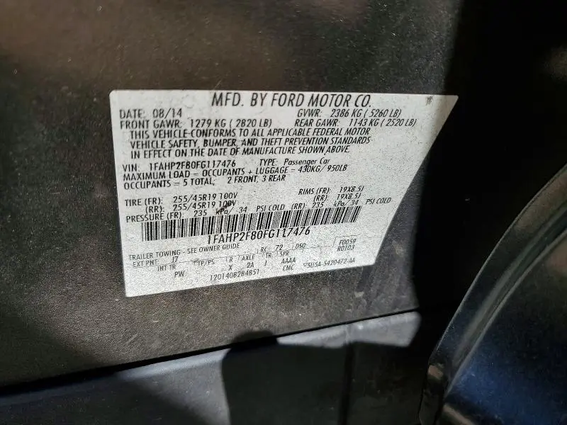 2015 FORD TAURUS LIMITED  