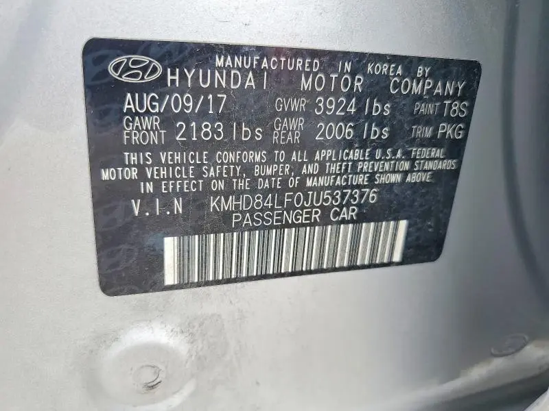 2018 HYUNDAI ELANTRA LIMITED  