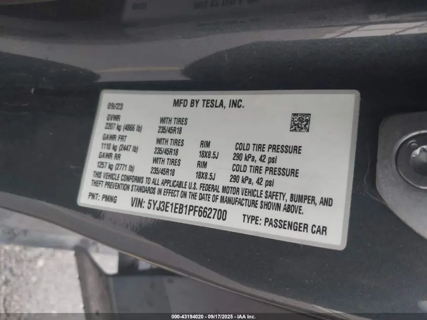 2023 TESLA MODEL 3 LONG RANGE DUAL MOTOR ALL-WHEEL DRIVE