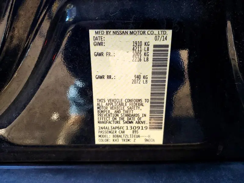 2015 NISSAN ALTIMA 2.5 SL  