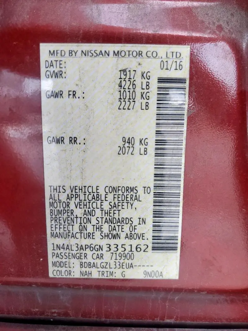 2016 NISSAN ALTIMA 2.5  
