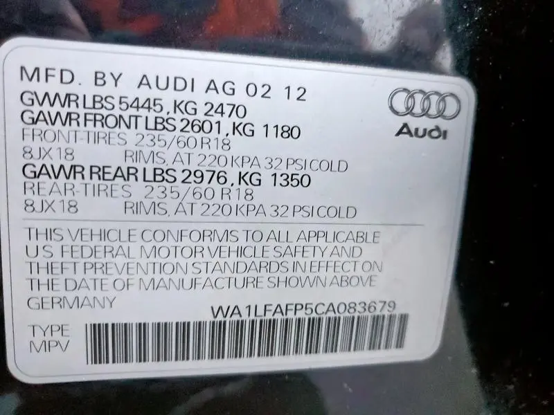 2012 AUDI Q5 PREMIUM PLUS  