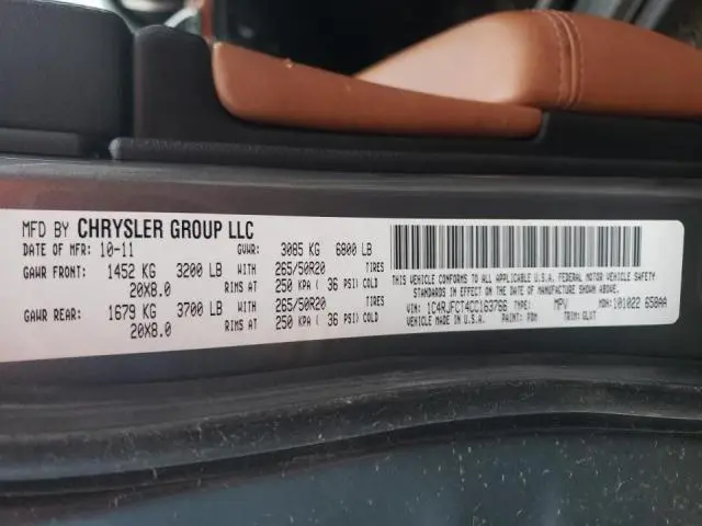 2012 JEEP GRAND CHEROKEE OVERLAND