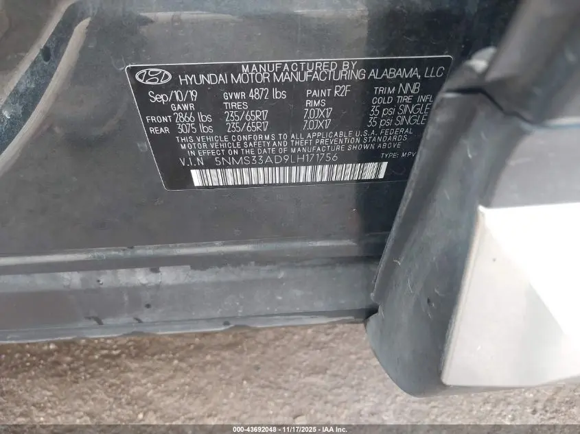 2020 HYUNDAI SANTA FE SEL