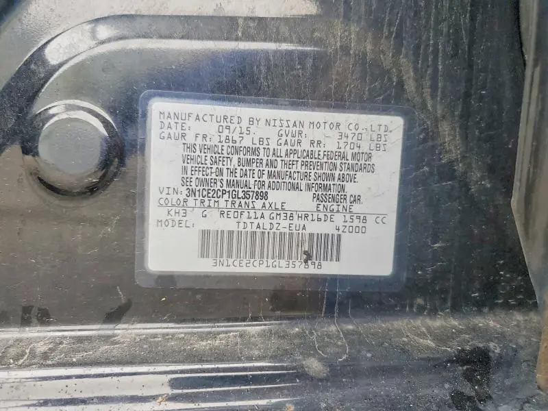 2016 NISSAN VERSA NOTE SV  