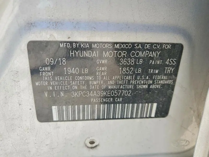 2019 HYUNDAI ACCENT LIMITED  