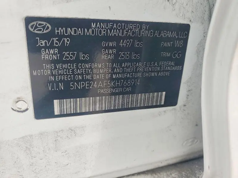 2019 HYUNDAI SONATA SE  